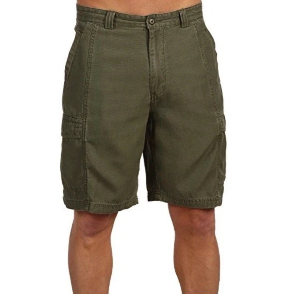 Tommy Bahama Key Grip Shorts Mens 33 Moss Faille Weave Flat Front Green Tencel